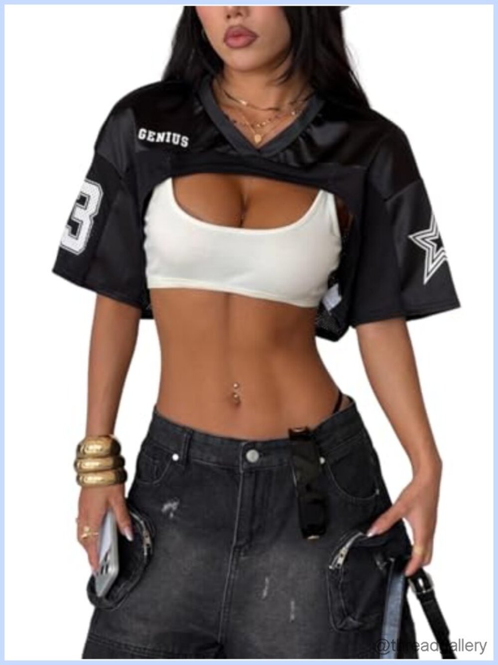 Women's Oversized Y2K Crop Top Mesh Spliced Satin Drop Shoulder Shirt Tee